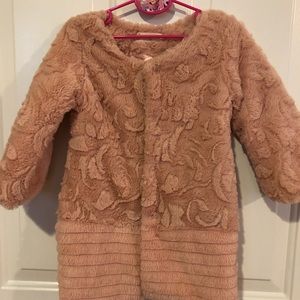 Pink fuzzy girls coat